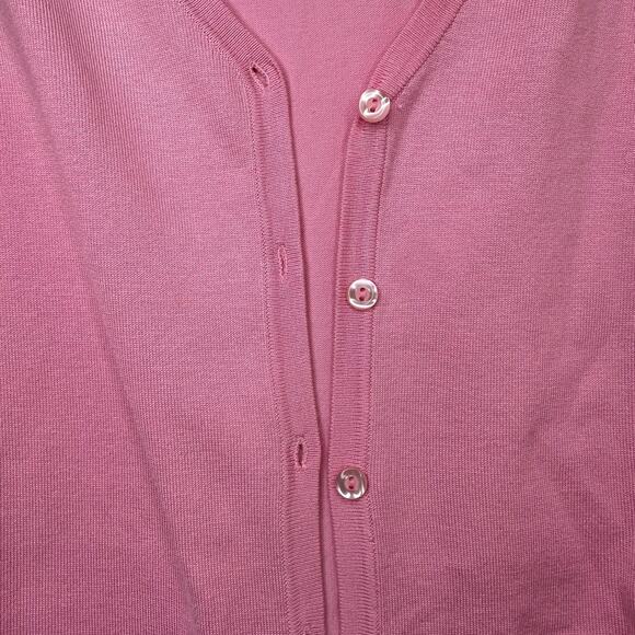 3X August Silk Bubblegum Pink Silk Blend Cardigan Sweater Y2K Preppy Luxury Soft - Picture 2 of 6